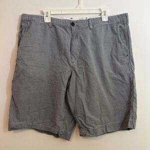 Lacoste Mens Shorts Size 40 Navy Blue Stripe Gingham Pattern 100% Cotton